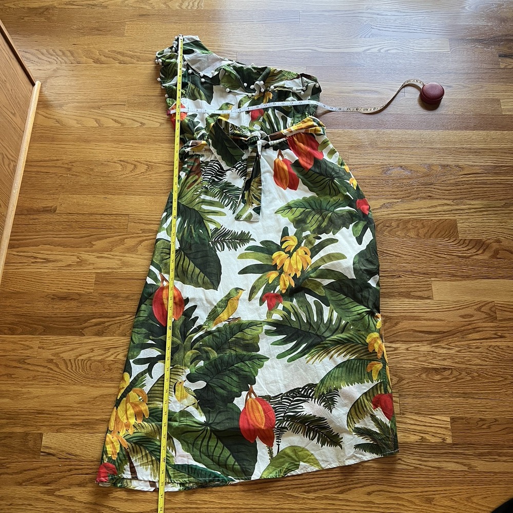 Farm Rio Mixed Flowery Madi Colorful Ruffle‎ One Shoulder Slip Dress Size Med - Picture 3 of 16